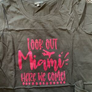 Black Graphic Tee with Pink Print